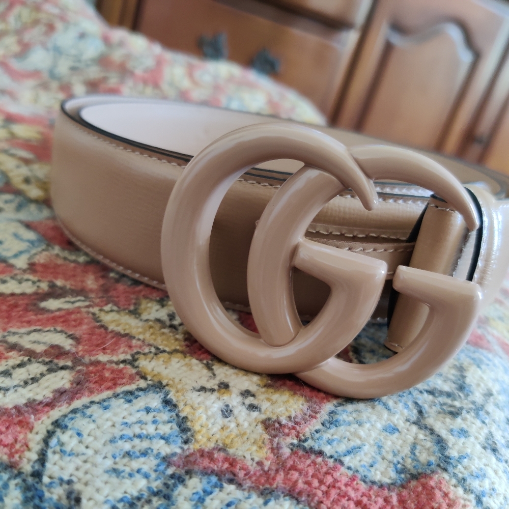 Authentic Rose beige wide Gucci marmont belt 95cm